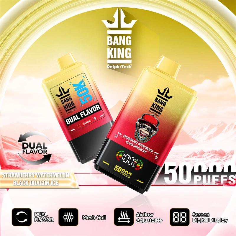 Bang King 50000 Puffs Dual Flavor Digital Display Screen Disposable Vape Puff 50k Electronic Cigarette Wholesale Adjustable Airflow