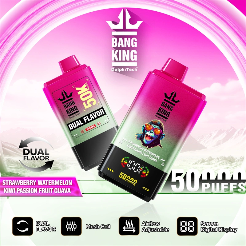Bang King 50000 Puffs Dual Flavor Digital Display Screen Disposable Vape Puff 50k Electronic Cigarette Wholesale Adjustable Airflow
