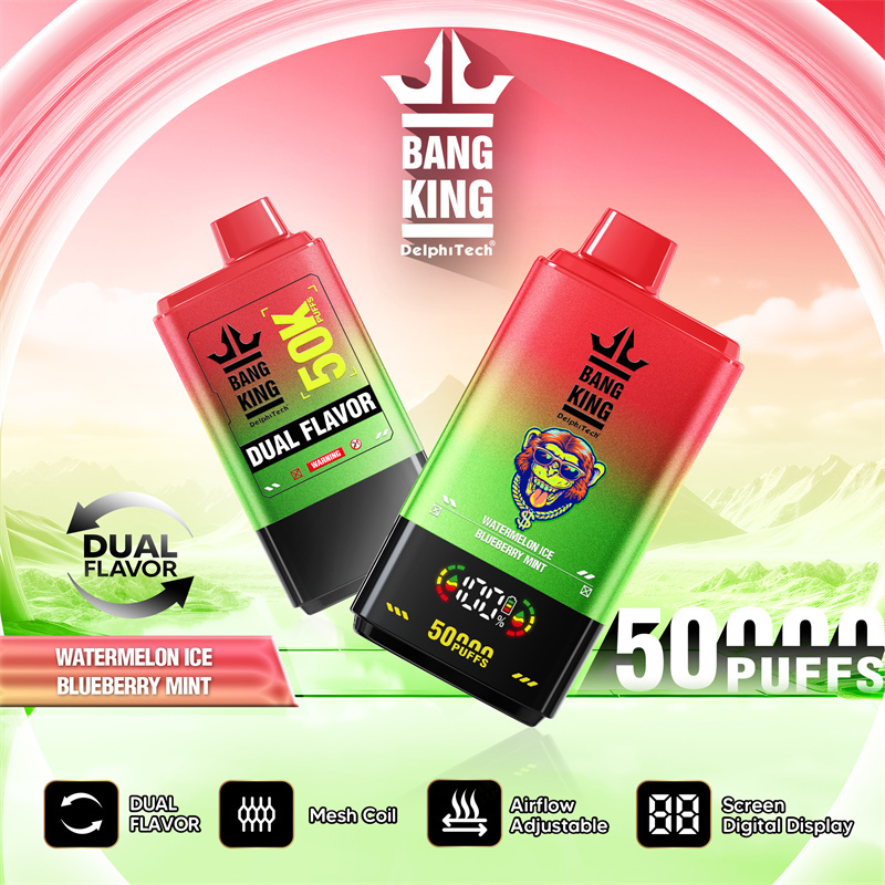 Bang King 50000 Puffs Dual Flavor Digital Display Screen Disposable Vape Puff 50k Electronic Cigarette Wholesale Adjustable Airflow