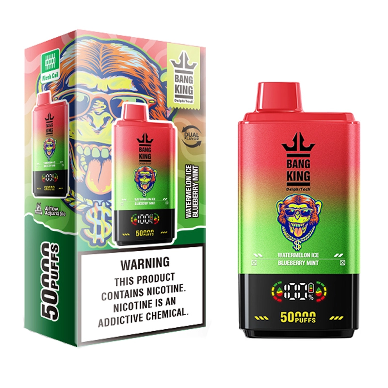 Bang King 50000 Puffs Dual Flavor Digital Display Screen Disposable Vape Puff 50k Electronic Cigarette Wholesale Adjustable Airflow