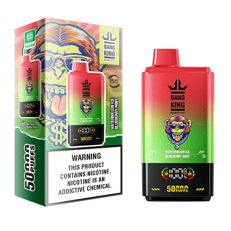 Bang King 50000 Puffs Dual Flavor Digital Display Screen Disposable Vape Puff 50k Electronic Cigarette Wholesale Adjustable Airflow