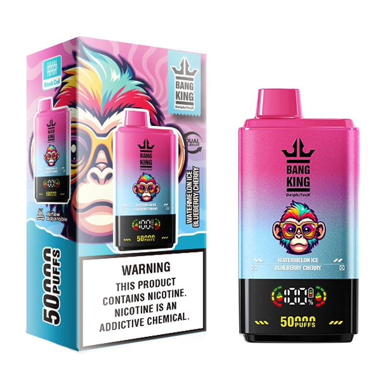 Bang King 50000 Puffs Dual Flavor Digital Display Screen Disposable Vape Puff 50k Electronic Cigarette Wholesale Adjustable Airflow