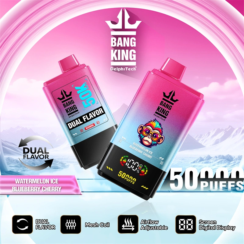 Bang King 50000 Puffs Dual Flavor Digital Display Screen Disposable Vape Puff 50k Electronic Cigarette Wholesale Adjustable Airflow