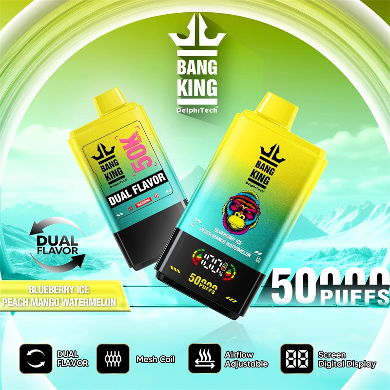 Bang King 50000 Puffs Dual Flavor Digital Display Screen Disposable Vape Puff 50k Electronic Cigarette Wholesale Adjustable Airflow