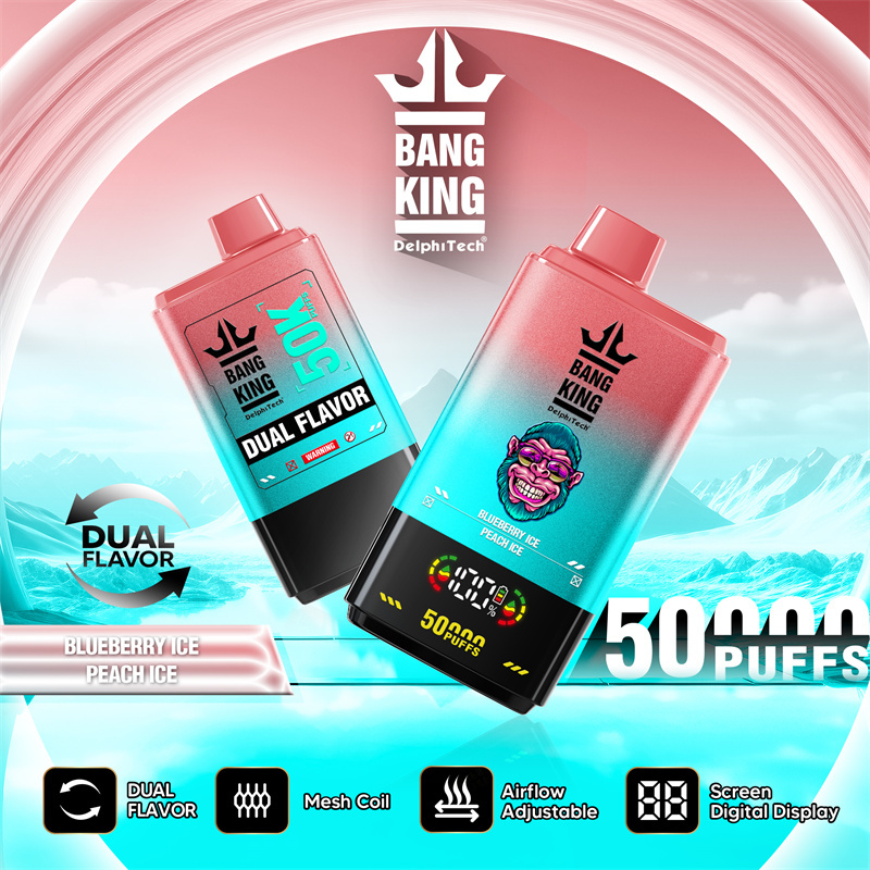 Bang King 50000 Puffs Dual Flavor Digital Display Screen Disposable Vape Puff 50k Electronic Cigarette Wholesale Adjustable Airflow