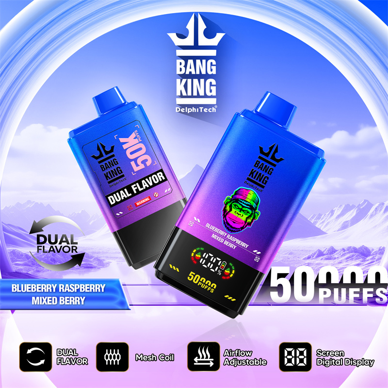 Bang King 50000 Puffs Dual Flavor Digital Display Screen Disposable Vape Puff 50k Electronic Cigarette Wholesale Adjustable Airflow