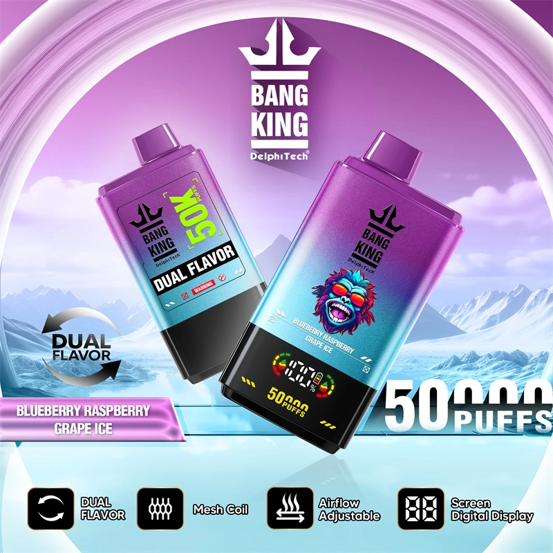 Bang King 50000 Puffs Dual Flavor Digital Display Screen Disposable Vape Puff 50k Electronic Cigarette Wholesale Adjustable Airflow