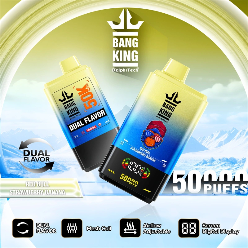 Bang King 50000 Puffs Dual Flavor Digital Display Screen Disposable Vape Puff 50k Electronic Cigarette Wholesale Adjustable Airflow