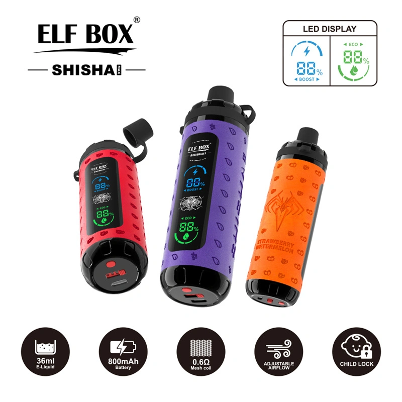 Elf Box Shisha Max 40000 Puffs LED Display Wholesale Disposable Vape Puff 40K Electronic Cigarette Child Lock
