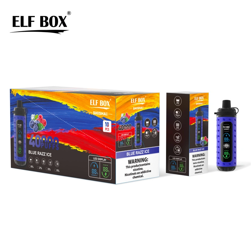 Elf Box Shisha Max 40000 Puffs LED Display Wholesale Disposable Vape Puff 40K Electronic Cigarette Child Lock
