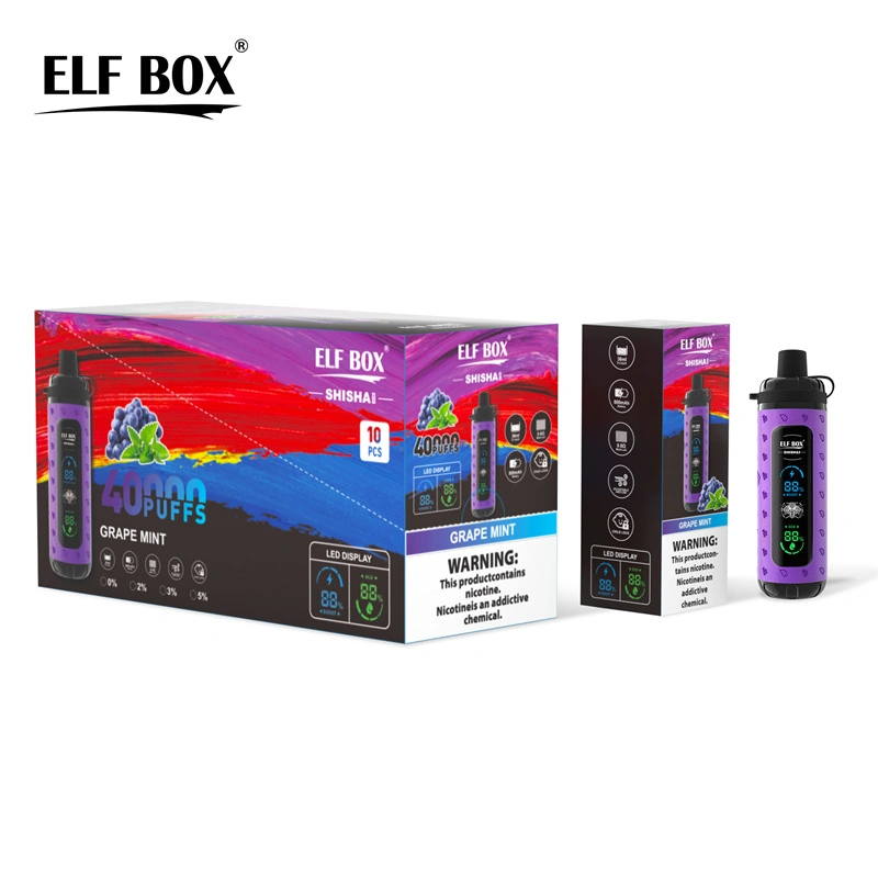 Elf Box Shisha Max 40000 Puffs LED Display Wholesale Disposable Vape Puff 40K Electronic Cigarette Child Lock