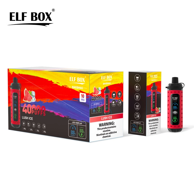 Elf Box Shisha Max 40000 Puffs LED Display Wholesale Disposable Vape Puff 40K Electronic Cigarette Child Lock