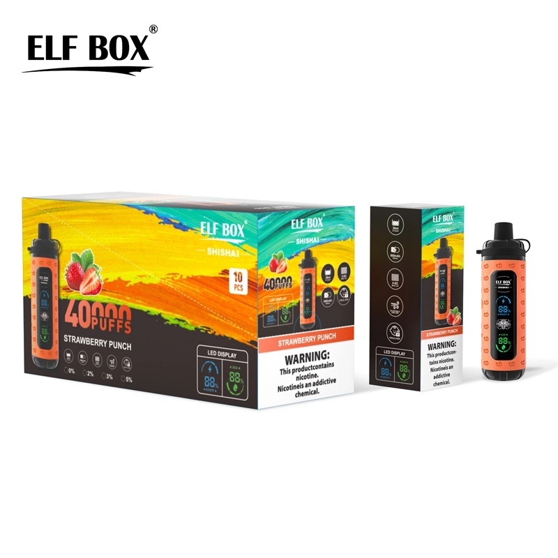 Elf Box Shisha Max 40000 Puffs LED Display Wholesale Disposable Vape Puff 40K Electronic Cigarette Child Lock