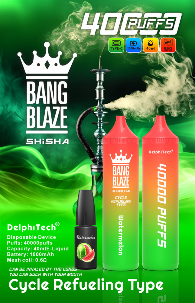 Bang Blaze Shisha 40000 Puffs Wholesale Disposable Vape Puff 40K Electronic Cigarette Refillable Oil