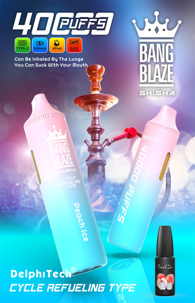 Bang Blaze Shisha 40000 Puffs Wholesale Disposable Vape Puff 40K Electronic Cigarette Refillable Oil