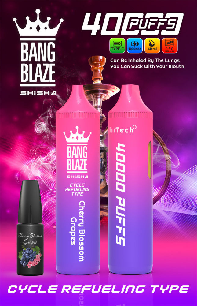 Bang Blaze Shisha 40000 Puffs Wholesale Disposable Vape Puff 40K Electronic Cigarette Refillable Oil