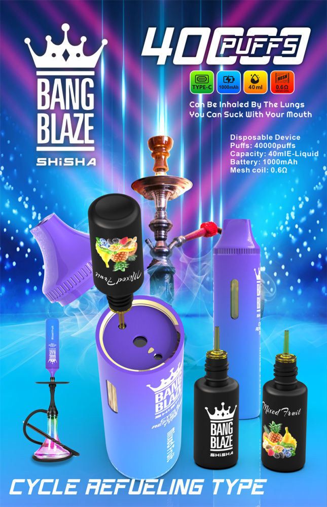 Bang Blaze Shisha 40000 Puffs Wholesale Disposable Vape Puff 40K Electronic Cigarette Refillable Oil