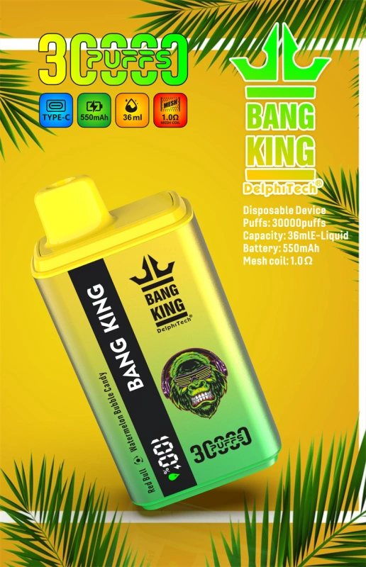 Bang King 30000 Puffs Smart Screen Vape Disposable Electronic Cigarettes Double Flavors Puff 30k Prefilled Pod