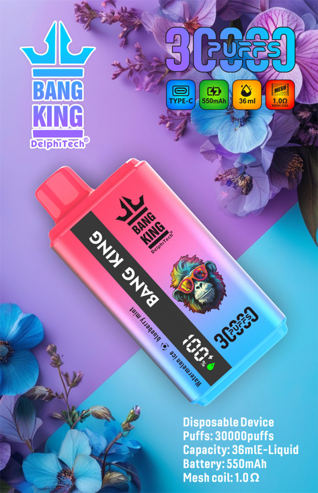 Bang King 30000 Puffs Smart Screen Vape Disposable Electronic Cigarettes Double Flavors Puff 30k Prefilled Pod