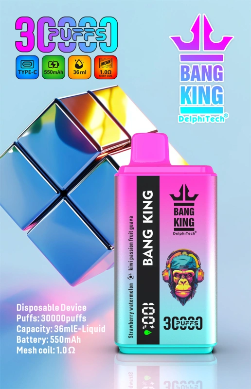 Bang King 30000 Puffs Smart Screen Vape Disposable Electronic Cigarettes Double Flavors Puff 30k Prefilled Pod