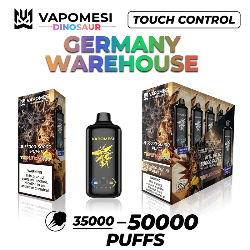 EU Warehouse Vapomesi Dinosaur 50000 Puffs Full Smart Screen Wholesale Disposable Vape Puff 50k Touch Control Airflow Adjustable