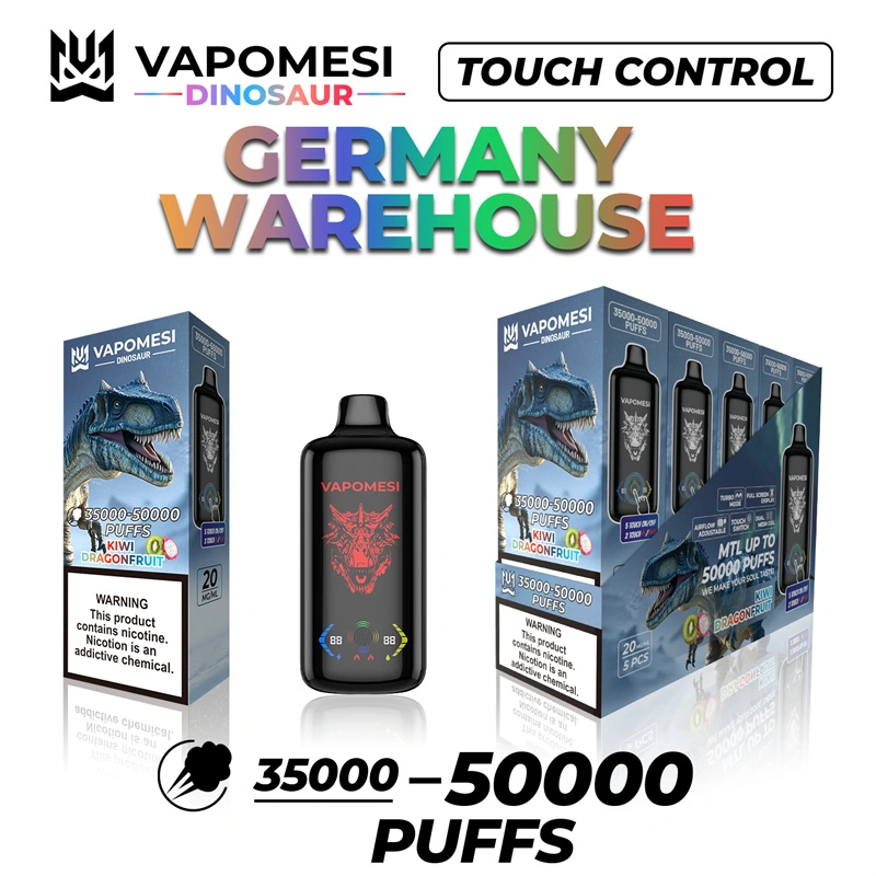 EU Warehouse Vapomesi Dinosaur 50000 Puffs Full Smart Screen Wholesale Disposable Vape Puff 50k Touch Control Airflow Adjustable