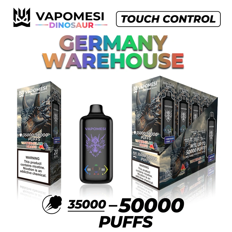 EU Warehouse Vapomesi Dinosaur 50000 Puffs Full Smart Screen Wholesale Disposable Vape Puff 50k Touch Control Airflow Adjustable