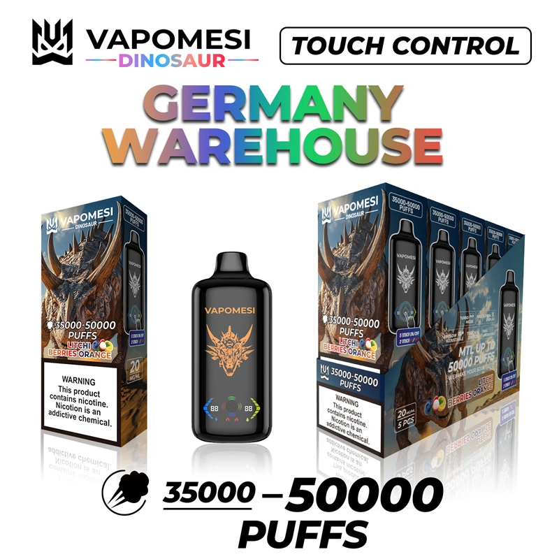 EU Warehouse Vapomesi Dinosaur 50000 Puffs Full Smart Screen Wholesale Disposable Vape Puff 50k Touch Control Airflow Adjustable