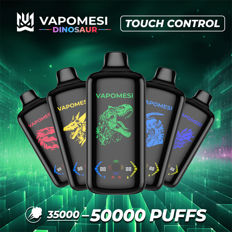 EU Warehouse Vapomesi Dinosaur 50000 Puffs Full Smart Screen Wholesale Disposable Vape Puff 50k Touch Control Airflow Adjustable