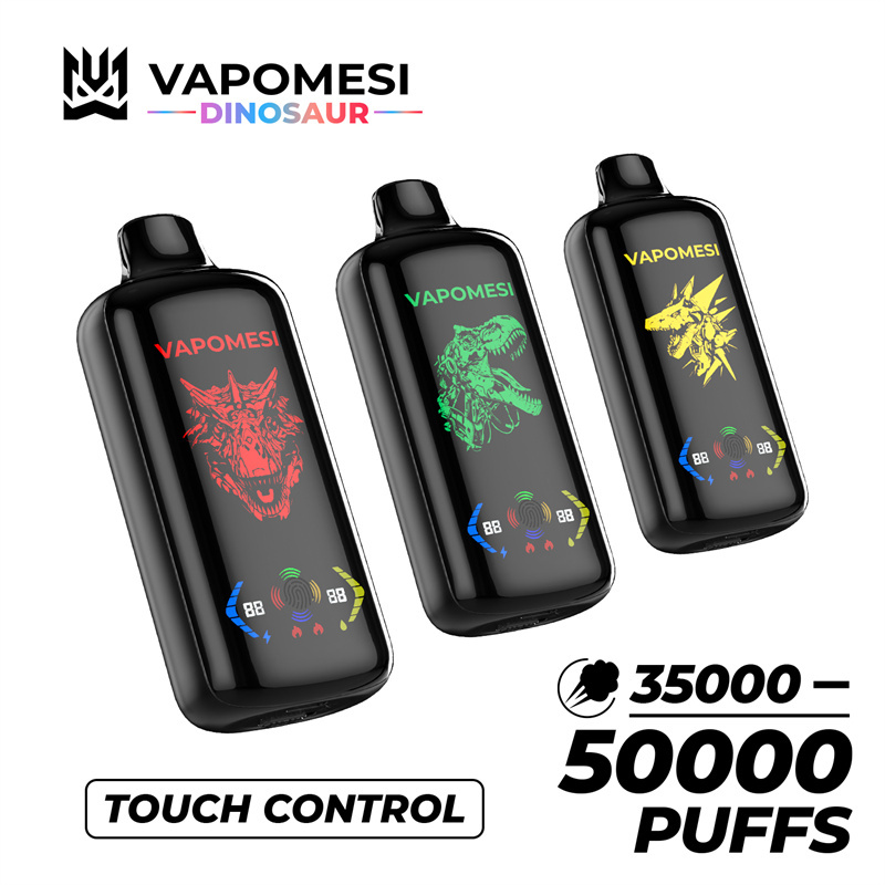 EU Warehouse Vapomesi Dinosaur 50000 Puffs Full Smart Screen Wholesale Disposable Vape Puff 50k Touch Control Airflow Adjustable