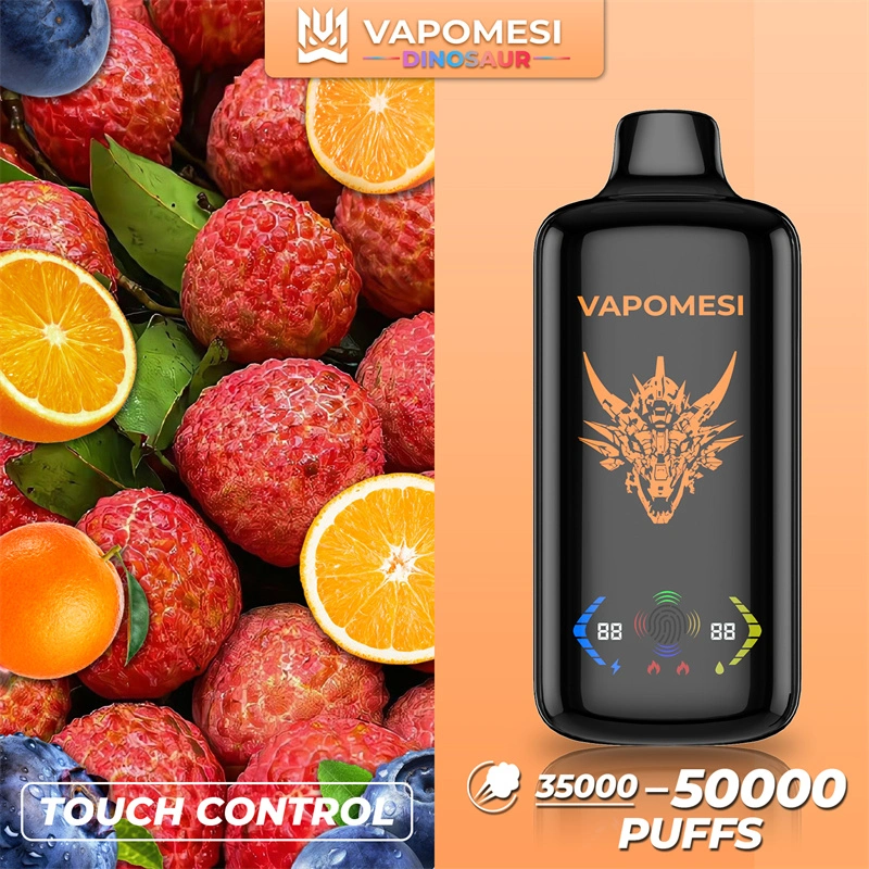 EU Warehouse Vapomesi Dinosaur 50000 Puffs Full Smart Screen Wholesale Disposable Vape Puff 50k Touch Control Airflow Adjustable