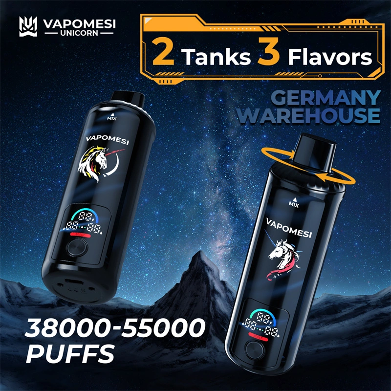 EU Warehouse Vapomesi Unicorn 55000 Puffs Smart Screen Wholesale Disposable Vape Puff 55k Dual Tank Triple Flavors
