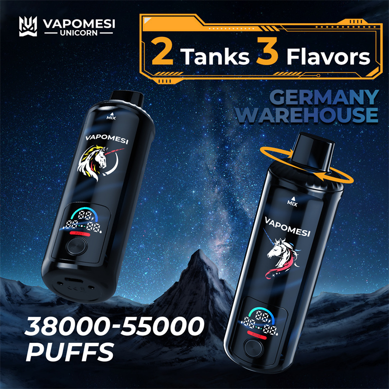 EU Warehouse Vapomesi Unicorn 55000 Puffs Smart Screen Wholesale Disposable Vape Puff 55k Dual Tank Triple Flavors