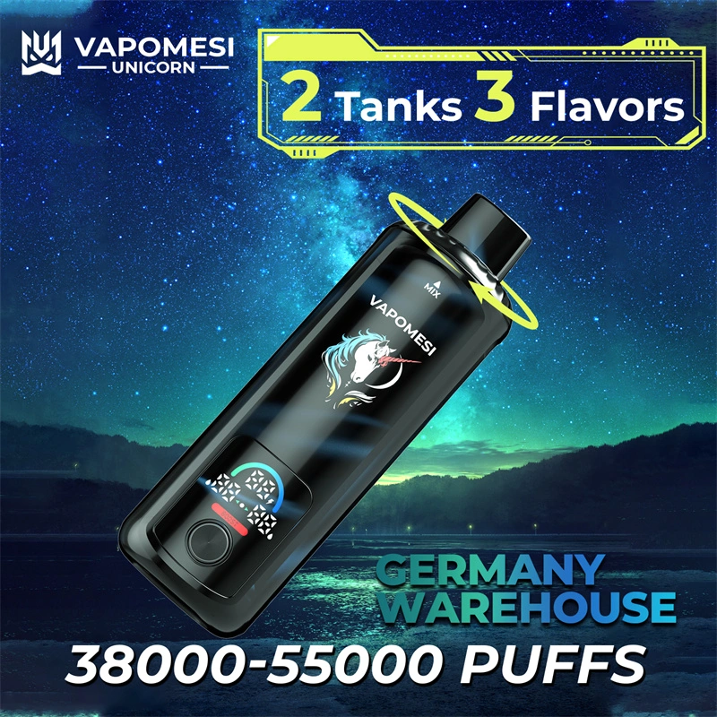 EU Warehouse Vapomesi Unicorn 55000 Puffs Smart Screen Wholesale Disposable Vape Puff 55k Dual Tank Triple Flavors