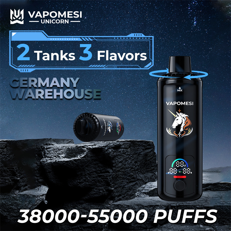 EU Warehouse Vapomesi Unicorn 55000 Puffs Smart Screen Wholesale Disposable Vape Puff 55k Dual Tank Triple Flavors