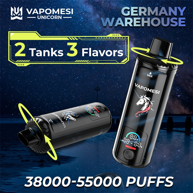 EU Warehouse Vapomesi Unicorn 55000 Puffs Smart Screen Wholesale Disposable Vape Puff 55k Dual Tank Triple Flavors