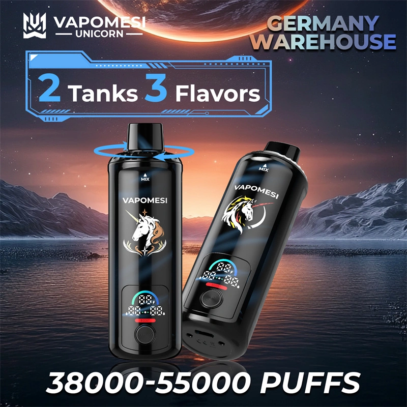 EU Warehouse Vapomesi Unicorn 55000 Puffs Smart Screen Wholesale Disposable Vape Puff 55k Dual Tank Triple Flavors