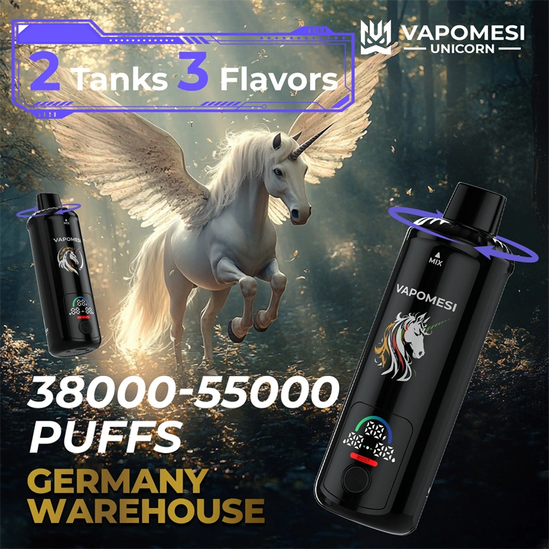 EU Warehouse Vapomesi Unicorn 55000 Puffs Smart Screen Wholesale Disposable Vape Puff 55k Dual Tank Triple Flavors