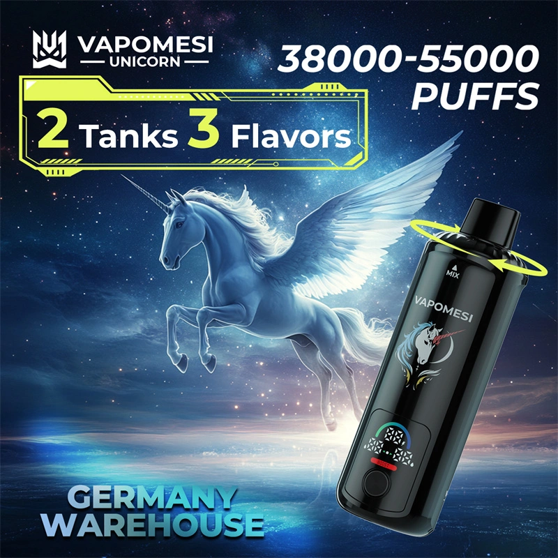 EU Warehouse Vapomesi Unicorn 55000 Puffs Smart Screen Wholesale Disposable Vape Puff 55k Dual Tank Triple Flavors