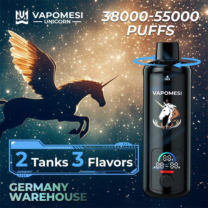 EU Warehouse Vapomesi Unicorn 55000 Puffs Smart Screen Wholesale Disposable Vape Puff 55k Dual Tank Triple Flavors