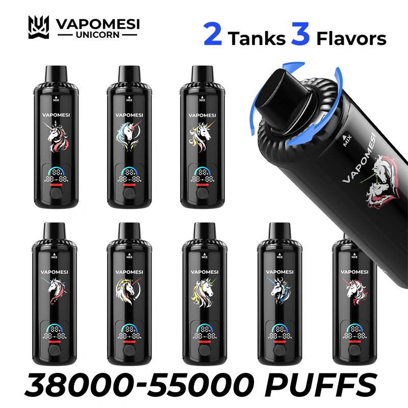 EU Warehouse Vapomesi Unicorn 55000 Puffs Smart Screen Wholesale Disposable Vape Puff 55k Dual Tank Triple Flavors
