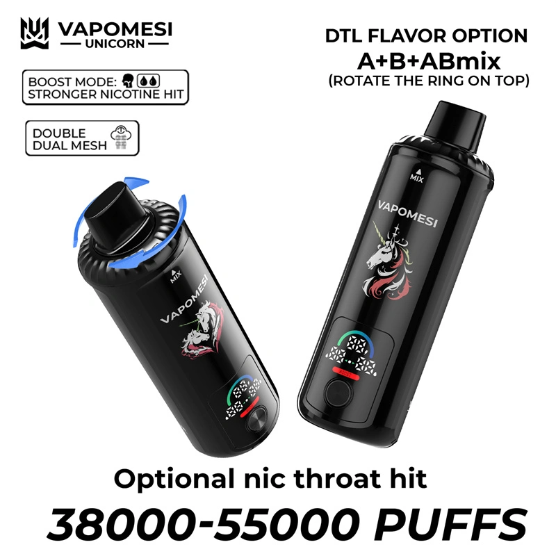 EU Warehouse Vapomesi Unicorn 55000 Puffs Smart Screen Wholesale Disposable Vape Puff 55k Dual Tank Triple Flavors