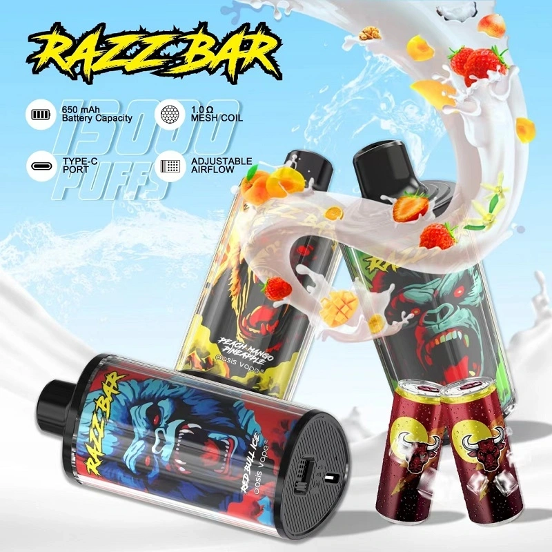 EU Warehouse Razz Bar 15000 Puffs Wholesale Disposable Vape Puff 15k Electronic Cigarette Adjustable Airflow