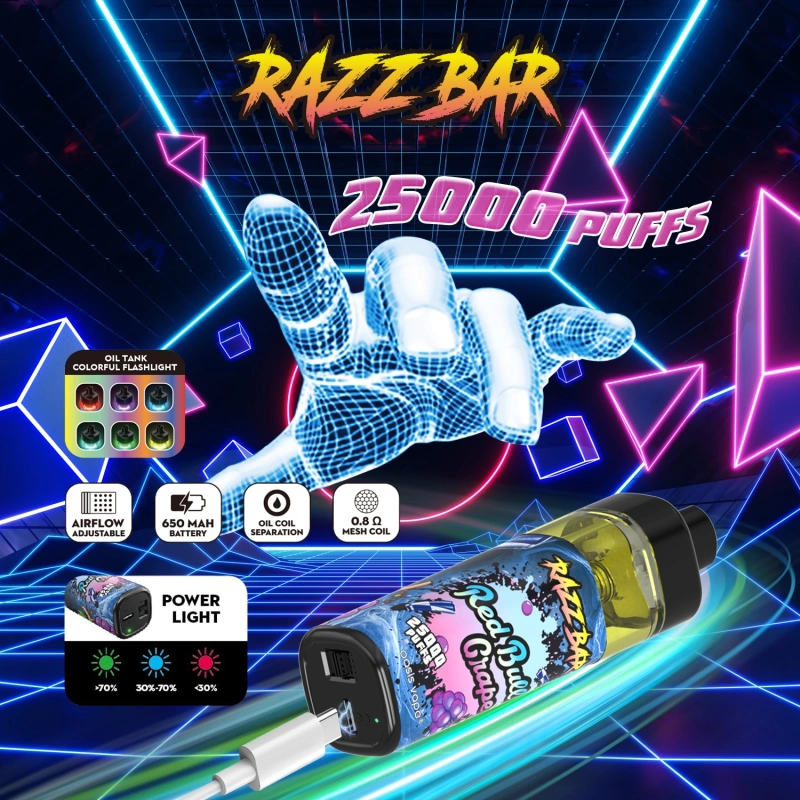 EU Warehouse Razz Bar 25000 Puffs Wholesale Disposable Vape Puff 25k Electronic Cigarette Adjustable Airflow