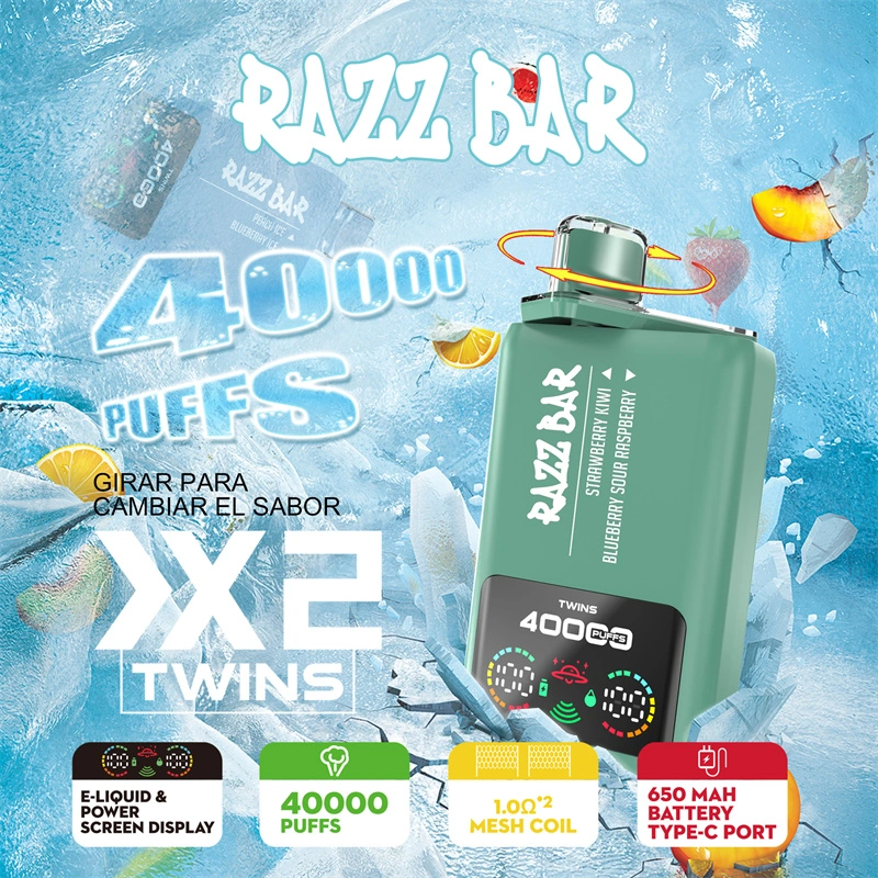 EU Warehouse Razz Bar 40000 Puffs Double Flavors Smart Screen Wholesale Disposable Vape Puff 40k Dual Tank