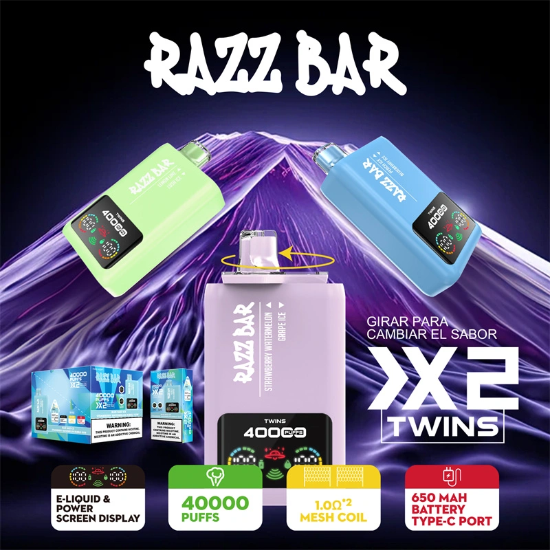 EU Warehouse Razz Bar 40000 Puffs Double Flavors Smart Screen Wholesale Disposable Vape Puff 40k Dual Tank