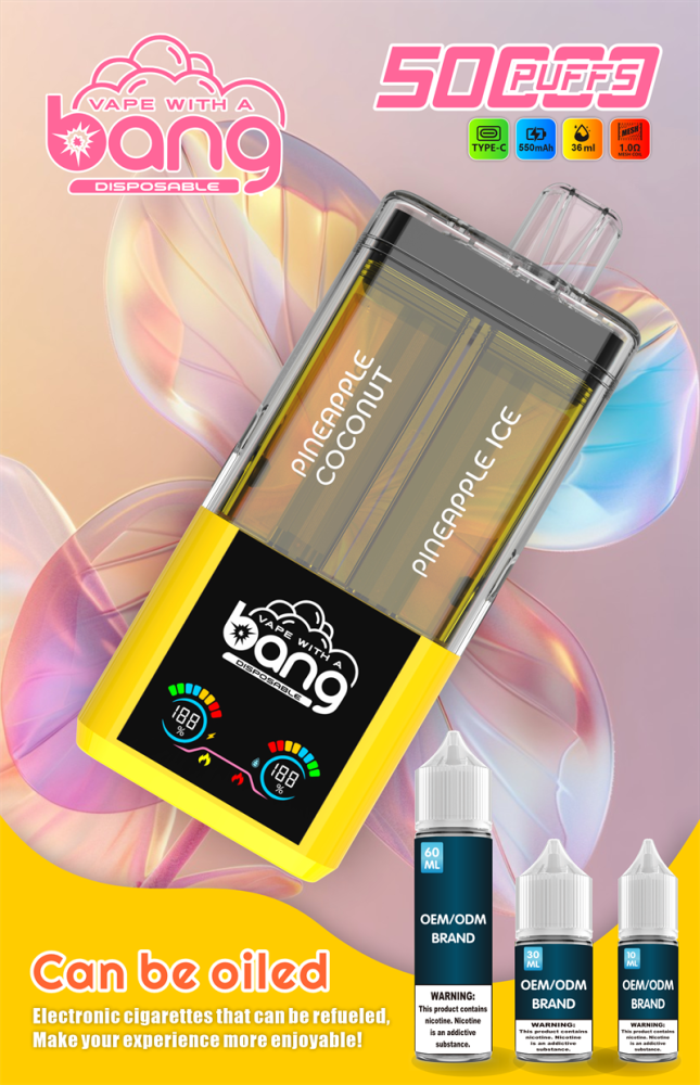 Bang 50000 Puffs Double Flavors Smart Screen Wholesale Disposable Vape Puff 50k Electronic Cigarette Refillable E Liqulid