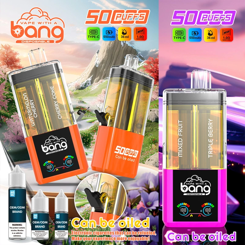 Bang 50000 Puffs Double Flavors Smart Screen Wholesale Disposable Vape Puff 50k Electronic Cigarette Refillable E Liqulid