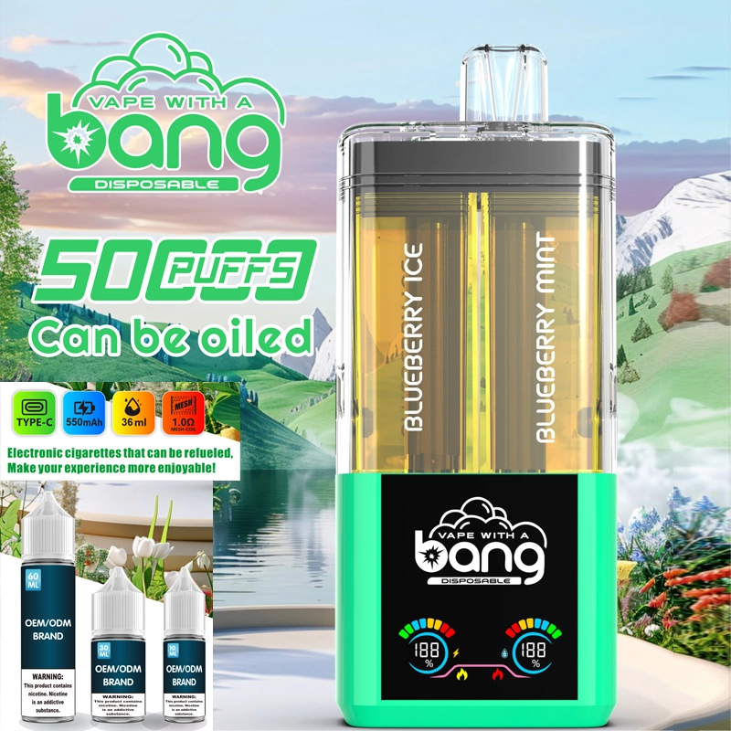 Bang 50000 Puffs Dual Flavors Smart Screen Disposable Vape Wholesale Puff 50k Refillable Oil