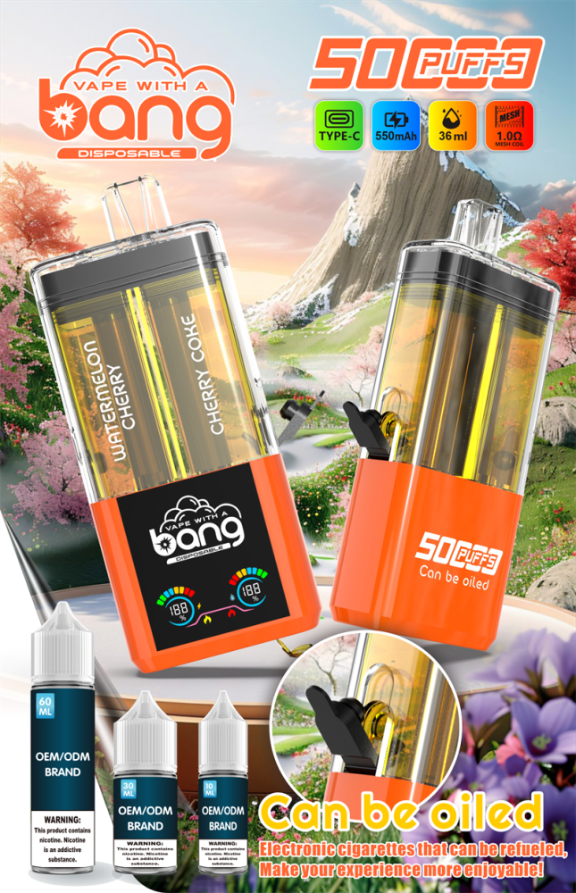 Bang 50000 Puffs Double Flavors Smart Screen Wholesale Disposable Vape Puff 50k Electronic Cigarette Refillable E Liqulid